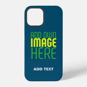 MODERN EDITABLE PRUSSIAN BLUE IMAGE TEXT TEMPLATE iPhone 12 CASE