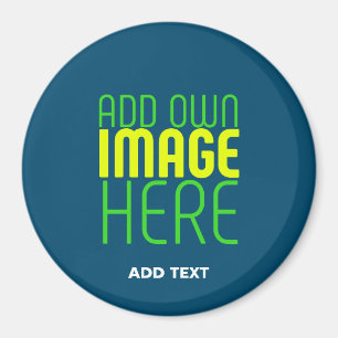 MODERN EDITABLE PRUSSIAN BLUE IMAGE TEXT TEMPLATE MAGNET