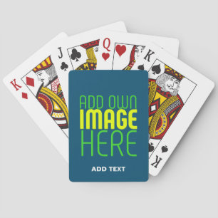 MODERN EDITABLE PRUSSIAN BLUE IMAGE TEXT TEMPLATE PLAYING CARDS