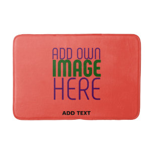 MODERN EDITABLE RED ORANGE IMAGE TEXT TEMPLATE BATH MAT