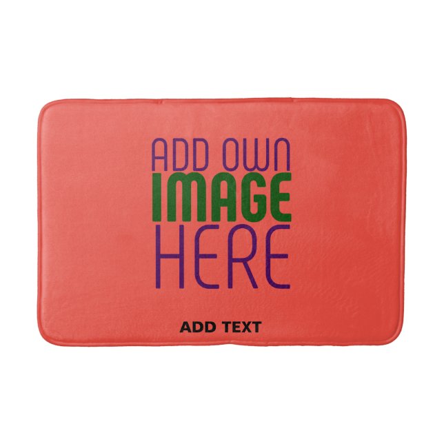 MODERN EDITABLE RED ORANGE IMAGE TEXT TEMPLATE BATH MAT (Front)