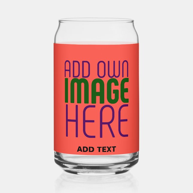 MODERN EDITABLE RED ORANGE IMAGE TEXT TEMPLATE CAN GLASS (Front)
