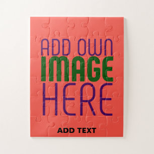 MODERN EDITABLE RED ORANGE IMAGE TEXT TEMPLATE JIGSAW PUZZLE
