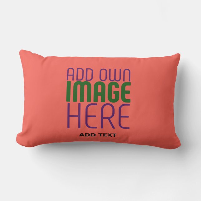 MODERN EDITABLE RED ORANGE IMAGE TEXT TEMPLATE LUMBAR CUSHION (Front)