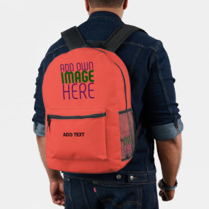 MODERN EDITABLE RED ORANGE IMAGE TEXT TEMPLATE PRINTED BACKPACK