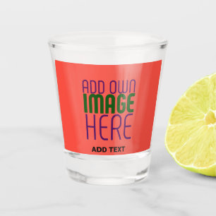 MODERN EDITABLE RED ORANGE IMAGE TEXT TEMPLATE SHOT GLASS