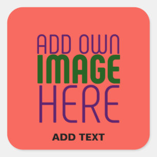 MODERN EDITABLE RED ORANGE IMAGE TEXT TEMPLATE SQUARE STICKER