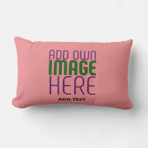 MODERN EDITABLE SALMON PINK IMAGE TEXT TEMPLATE LUMBAR CUSHION