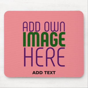 MODERN EDITABLE SALMON PINK IMAGE TEXT TEMPLATE MOUSE PAD