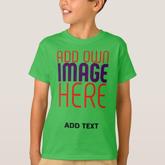 MODERN EDITABLE SHAMROCK GREEN IMAGE TEXT TEMPLATE T-Shirt (Front)