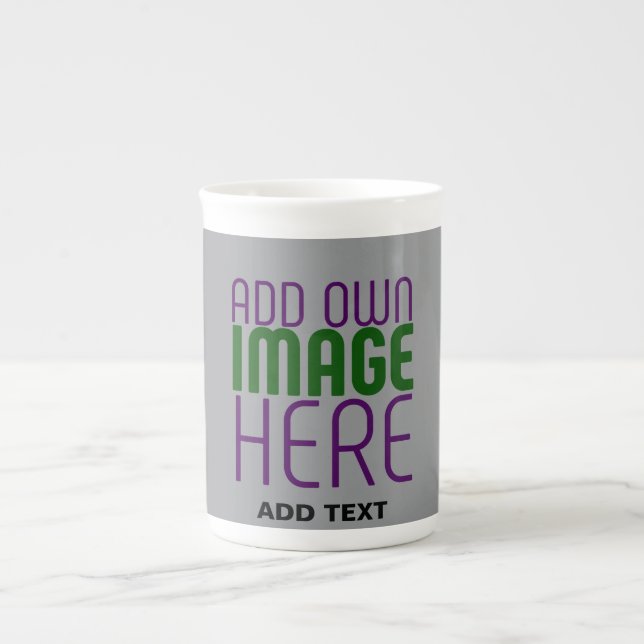 MODERN EDITABLE SIMPLE ASH IMAGE TEXT TEMPLATE BONE CHINA MUG (Front)