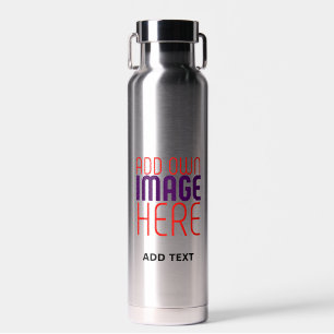 MODERN EDITABLE SIMPLE ASH STEEL IMAGE TEMPLATE WATER BOTTLE