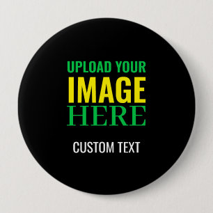 Modern Editable Simple Black Image and Text Design 10 Cm Round Badge