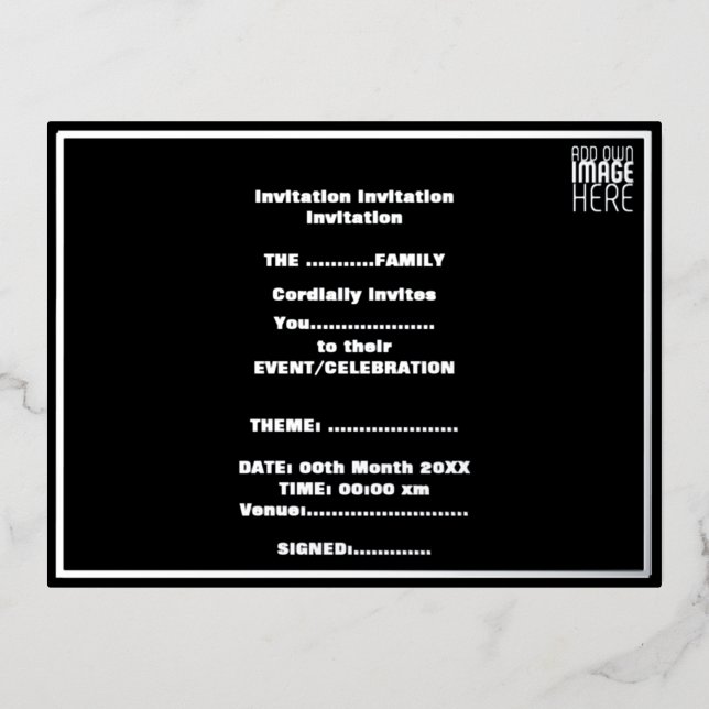 MODERN EDITABLE SIMPLE BLACK IMAGE TEXT TEMPLATE (Front)