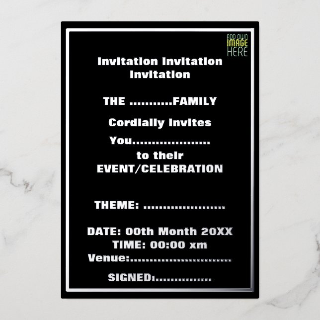 MODERN EDITABLE SIMPLE BLACK IMAGE TEXT TEMPLATE (Front)