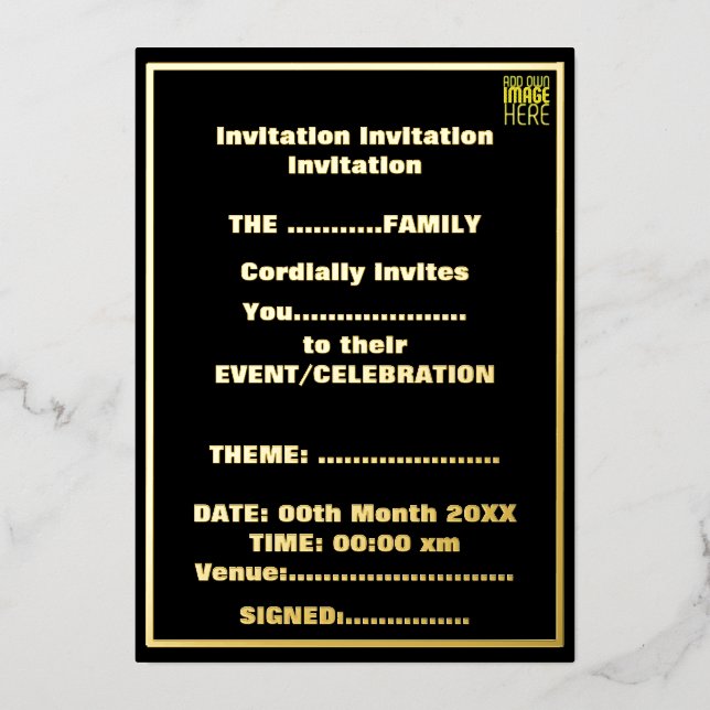 MODERN EDITABLE SIMPLE BLACK IMAGE TEXT TEMPLATE (Front)