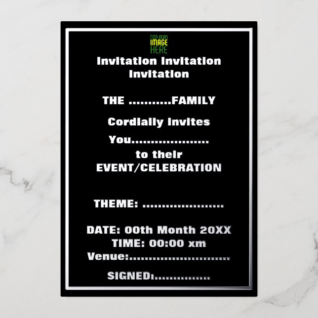 MODERN EDITABLE SIMPLE BLACK IMAGE TEXT TEMPLATE (Front)