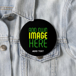 MODERN EDITABLE SIMPLE BLACK IMAGE TEXT TEMPLATE 10 CM ROUND BADGE