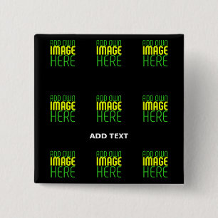 MODERN EDITABLE SIMPLE BLACK IMAGE TEXT TEMPLATE 15 CM SQUARE BADGE
