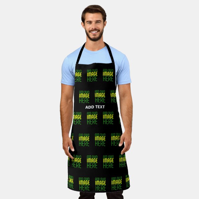 MODERN EDITABLE SIMPLE BLACK IMAGE TEXT TEMPLATE APRON (Worn)