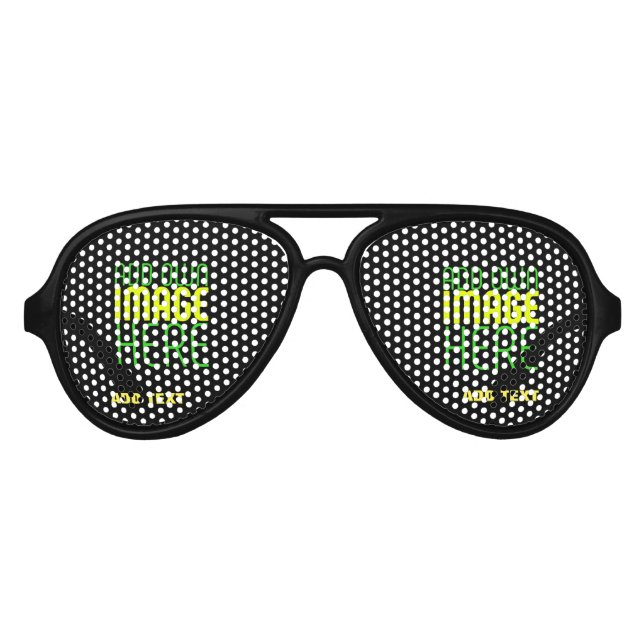 MODERN EDITABLE SIMPLE BLACK IMAGE TEXT TEMPLATE AVIATOR SUNGLASSES (Front)