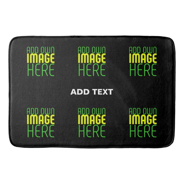 MODERN EDITABLE SIMPLE BLACK IMAGE TEXT TEMPLATE BATH MAT (Front)