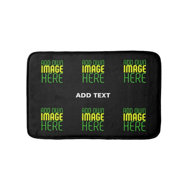 MODERN EDITABLE SIMPLE BLACK IMAGE TEXT TEMPLATE BATH MAT (Front)