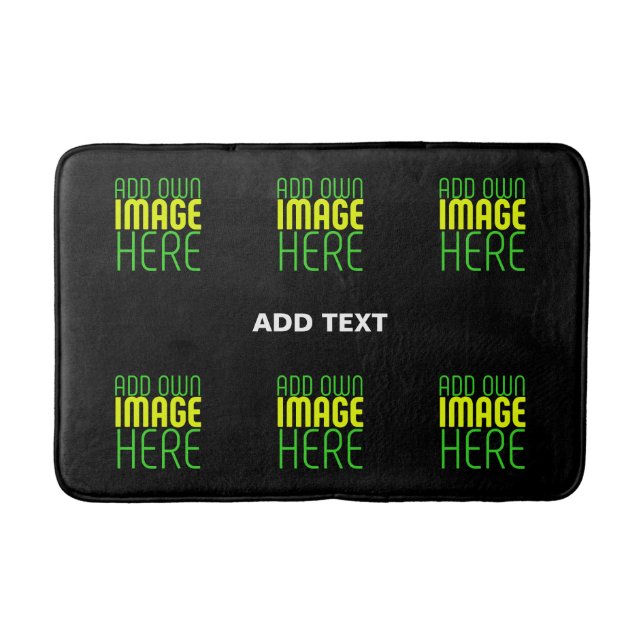 MODERN EDITABLE SIMPLE BLACK IMAGE TEXT TEMPLATE BATH MAT (Front)