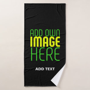 MODERN EDITABLE SIMPLE BLACK IMAGE TEXT TEMPLATE BATH TOWEL