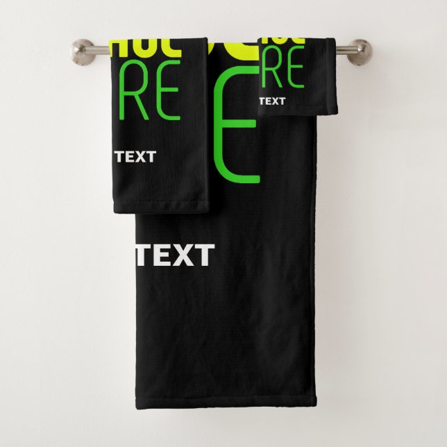MODERN EDITABLE SIMPLE BLACK IMAGE TEXT TEMPLATE BATH TOWEL SET (Insitu)