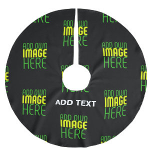 MODERN EDITABLE SIMPLE BLACK IMAGE TEXT TEMPLATE BRUSHED POLYESTER TREE SKIRT