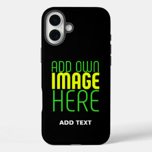 MODERN EDITABLE SIMPLE BLACK IMAGE TEXT TEMPLATE iPhone 16 PLUS CASE