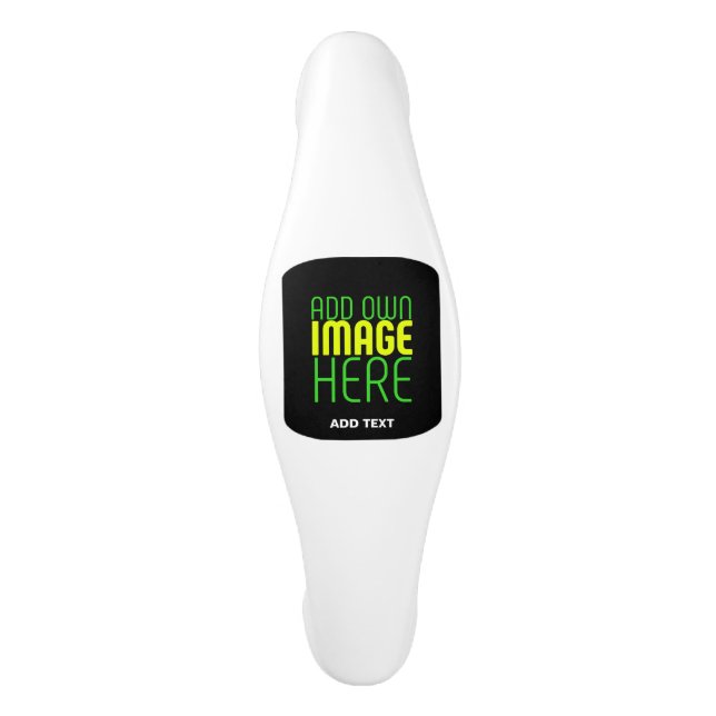 MODERN EDITABLE SIMPLE BLACK IMAGE TEXT TEMPLATE CERAMIC CABINET PULL (Front)
