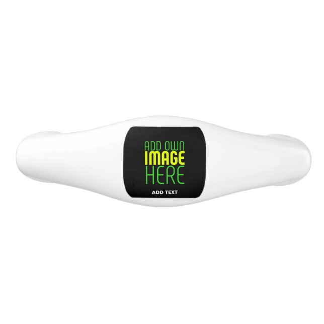 MODERN EDITABLE SIMPLE BLACK IMAGE TEXT TEMPLATE CERAMIC DRAWER PULL (Front)