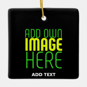 MODERN EDITABLE SIMPLE BLACK IMAGE TEXT TEMPLATE CERAMIC ORNAMENT
