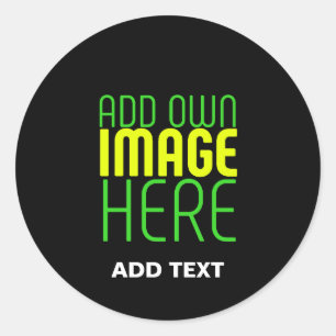 MODERN EDITABLE SIMPLE BLACK IMAGE TEXT TEMPLATE CLASSIC ROUND STICKER