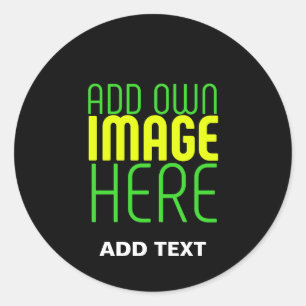 MODERN EDITABLE SIMPLE BLACK IMAGE TEXT TEMPLATE CLASSIC ROUND STICKER