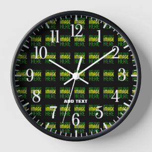 MODERN EDITABLE SIMPLE BLACK IMAGE TEXT TEMPLATE CLOCK