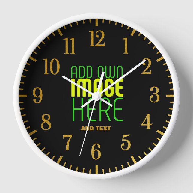 MODERN EDITABLE SIMPLE BLACK IMAGE TEXT TEMPLATE CLOCK (Front)