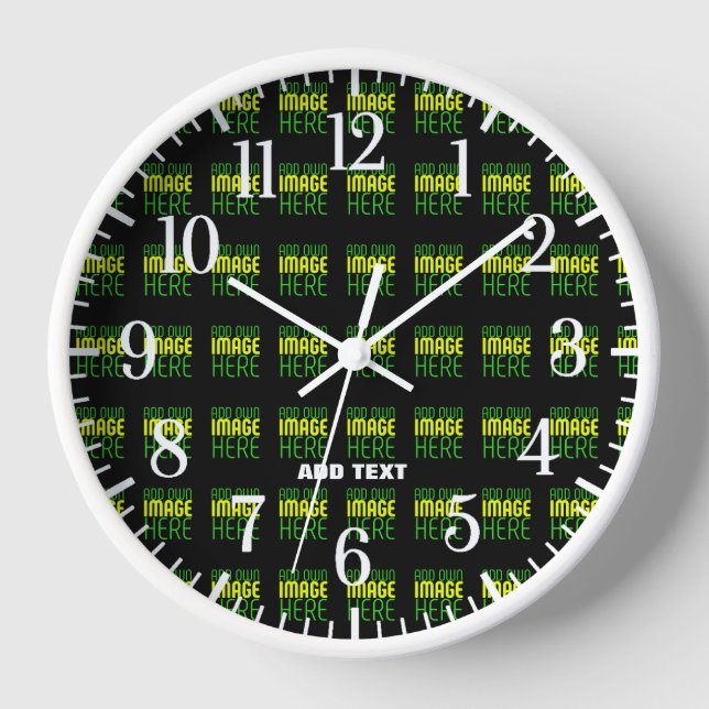 MODERN EDITABLE SIMPLE BLACK IMAGE TEXT TEMPLATE CLOCK (Front)