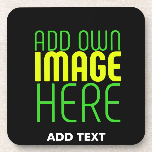 MODERN EDITABLE SIMPLE BLACK IMAGE TEXT TEMPLATE COASTER (Front)