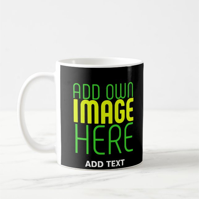 MODERN EDITABLE SIMPLE BLACK IMAGE TEXT TEMPLATE COFFEE MUG (Left)