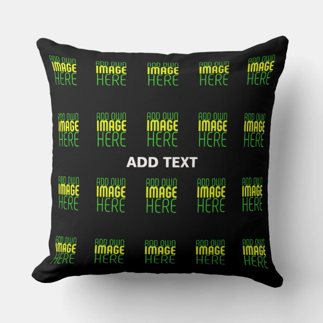 MODERN EDITABLE SIMPLE BLACK IMAGE TEXT TEMPLATE CUSHION (Front)
