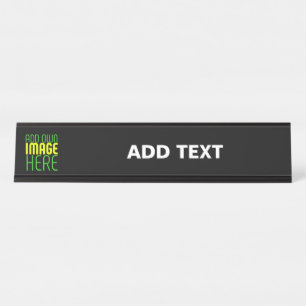 MODERN EDITABLE SIMPLE BLACK IMAGE TEXT TEMPLATE DESK NAME PLATE