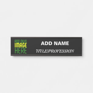 MODERN EDITABLE SIMPLE BLACK IMAGE TEXT TEMPLATE DOOR SIGN