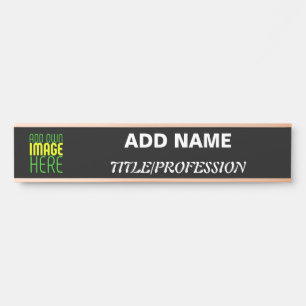MODERN EDITABLE SIMPLE BLACK IMAGE TEXT TEMPLATE DOOR SIGN