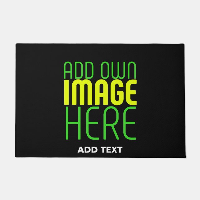MODERN EDITABLE SIMPLE BLACK IMAGE TEXT TEMPLATE DOORMAT (Front)