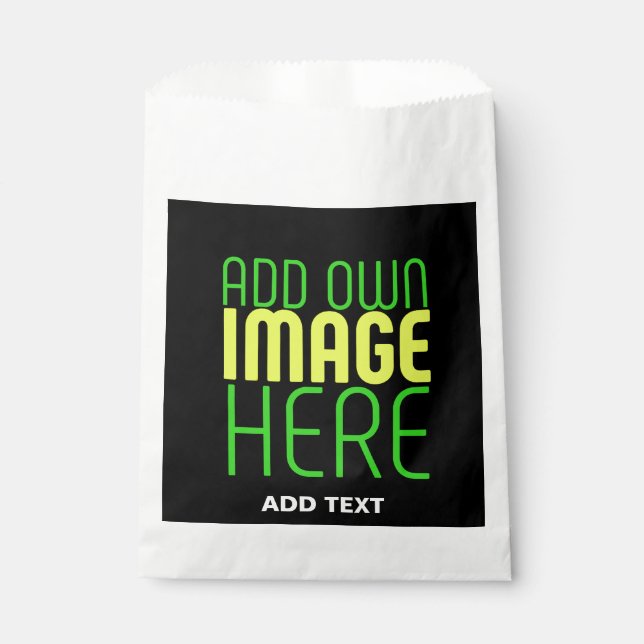 MODERN EDITABLE SIMPLE BLACK IMAGE TEXT TEMPLATE FAVOUR BAGS (Front)