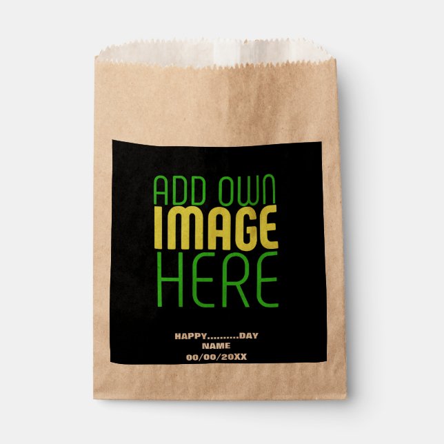 MODERN EDITABLE SIMPLE BLACK IMAGE TEXT TEMPLATE FAVOUR BAGS (Front)