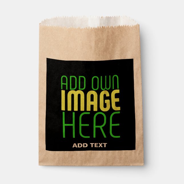 MODERN EDITABLE SIMPLE BLACK IMAGE TEXT TEMPLATE FAVOUR BAGS (Front)